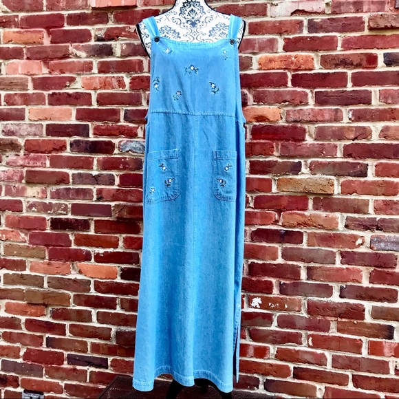 new look denim dungaree dress